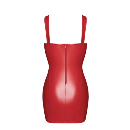 Lingerie clubwear en vinyle rouge avec laçage corset – Noir Handmade – Oh My God’Z