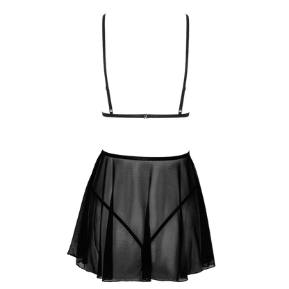 Vue arrière de la nuisette French Kiss 242 – Kissable, en dentelle florale et voile léger, disponible sur Oh My God'Z. Une coupe fluide et une transparence subtile pour un charme irrésistible.