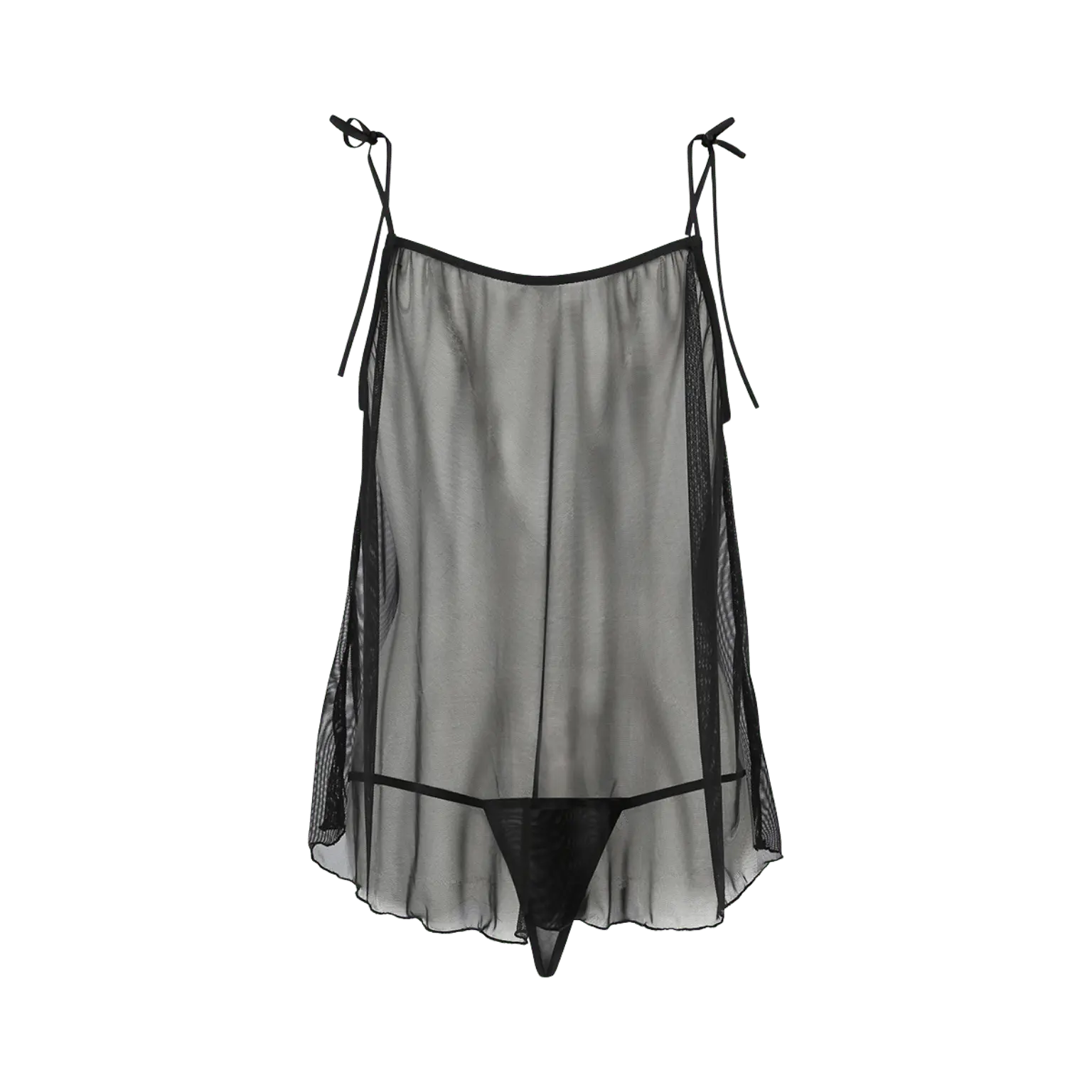 Vue arrière de la nuisette courte Melania signée Passion, disponible sur Oh My God'Z. Lingerie érotique en voile noir transparent avec bretelles à nouer, pour un style raffiné et provocant. Une pièce chic pour sublimer vos moments intimes avec un produit de lingerie haut de gamme.