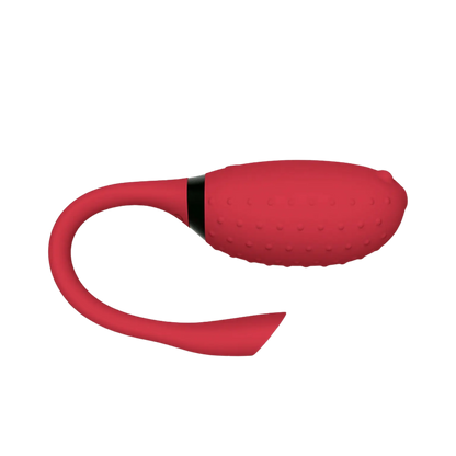 Vue latérale de l'oeuf vibrant connecté Magic Fugu en rouge. Sextoy technologique pour stimulation contrôlée à distance. À découvrir chez Oh My God'Z