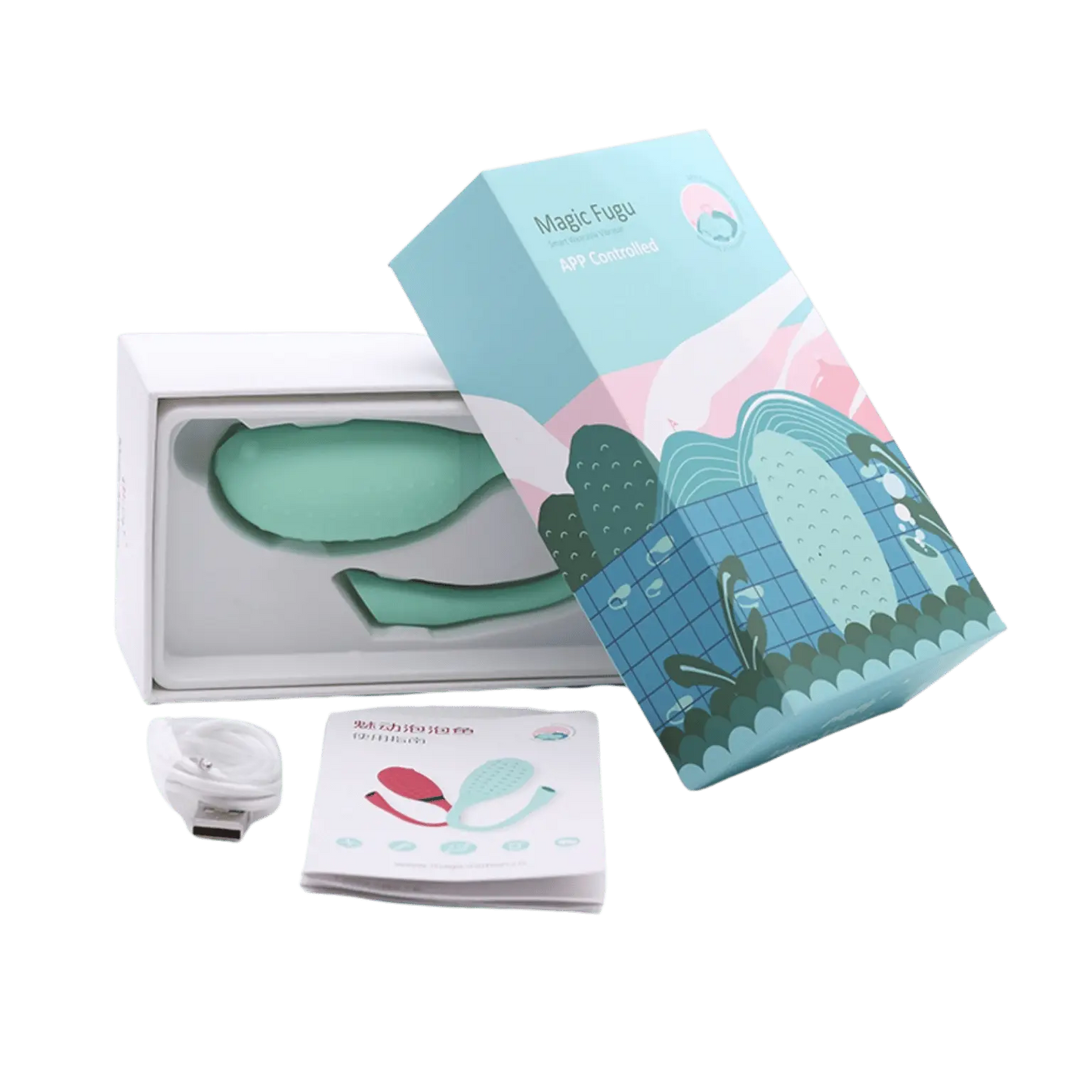 Oeuf vibrant connecté Magic Fugu dans sa boîte élégante. Sextoy connecté de haute qualité pour une stimulation interne via une application mobile. Disponible chez Oh My God'Z.