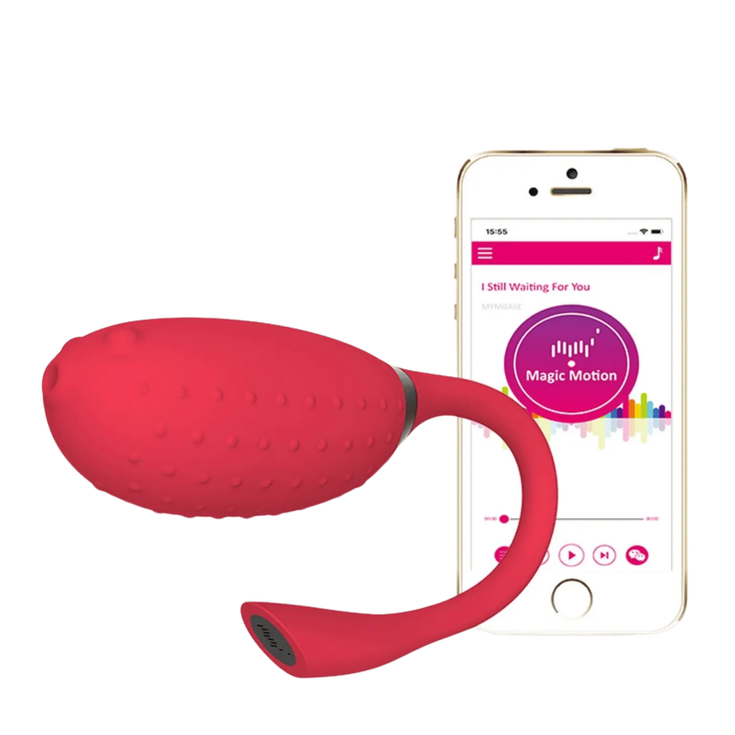 Oeuf vibrant connecté Magic Fugu en rouge avec application mobile pour contrôle à distance. Sextoy premium pour une expérience sensorielle intense. Exclusivité Oh My God'Z