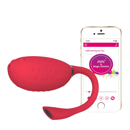 Oeuf vibrant connecté Magic Fugu en rouge avec application mobile pour contrôle à distance. Sextoy premium pour une expérience sensorielle intense. Exclusivité Oh My God'Z