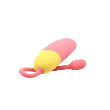 Œuf vibrant Magic Vini en rose et jaune avec antenne souple, disponible chez Oh My God'Z. Un sextoy ergonomique avec contrôle à distance pour des moments de plaisir personnalisés.