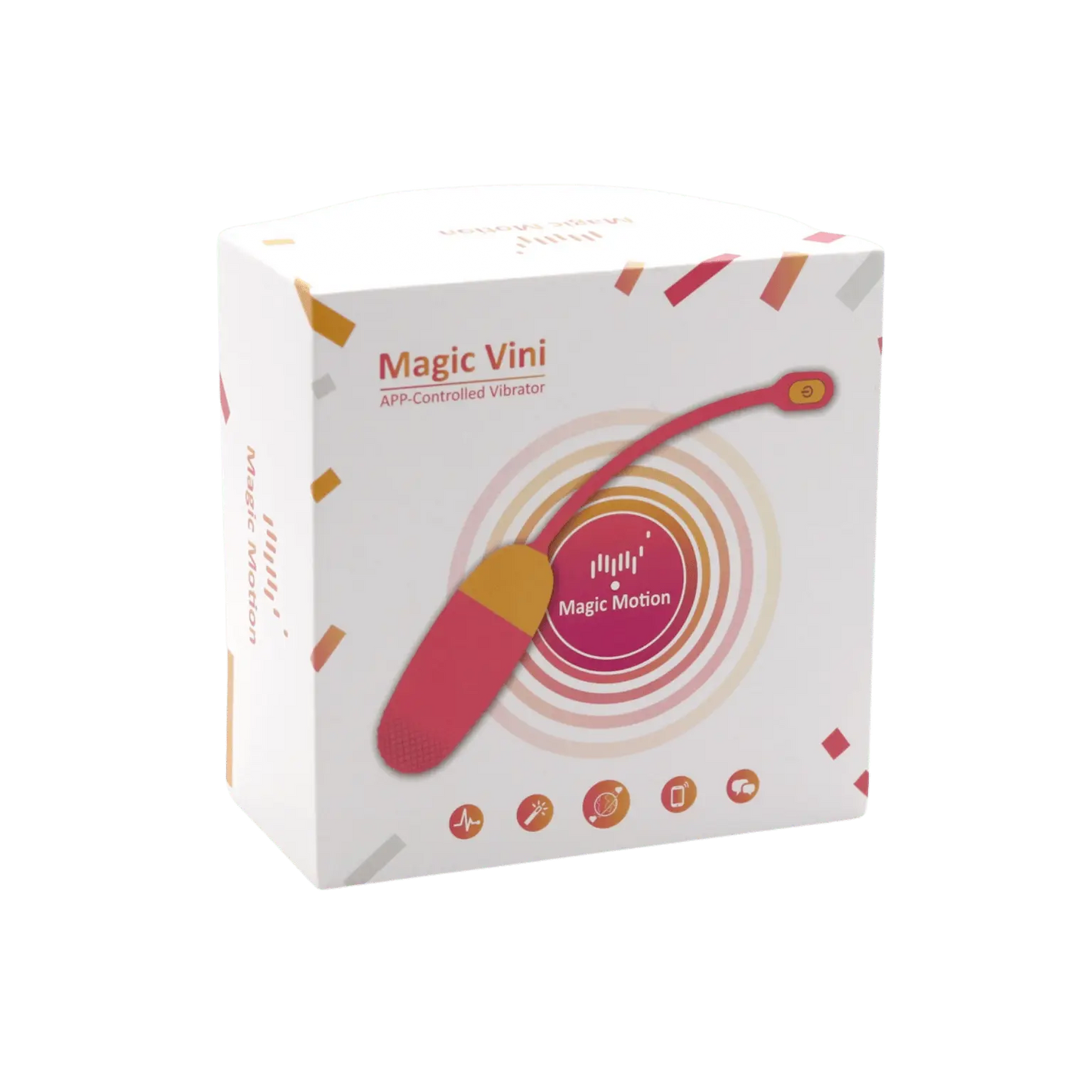 Boîte de l'œuf vibrant connecté Magic Vini de Magic Motion, en vente chez Oh My God'Z. Un sextoy connecté, compatible avec une application mobile, conçu pour offrir une stimulation intime interactive et personnalisée.