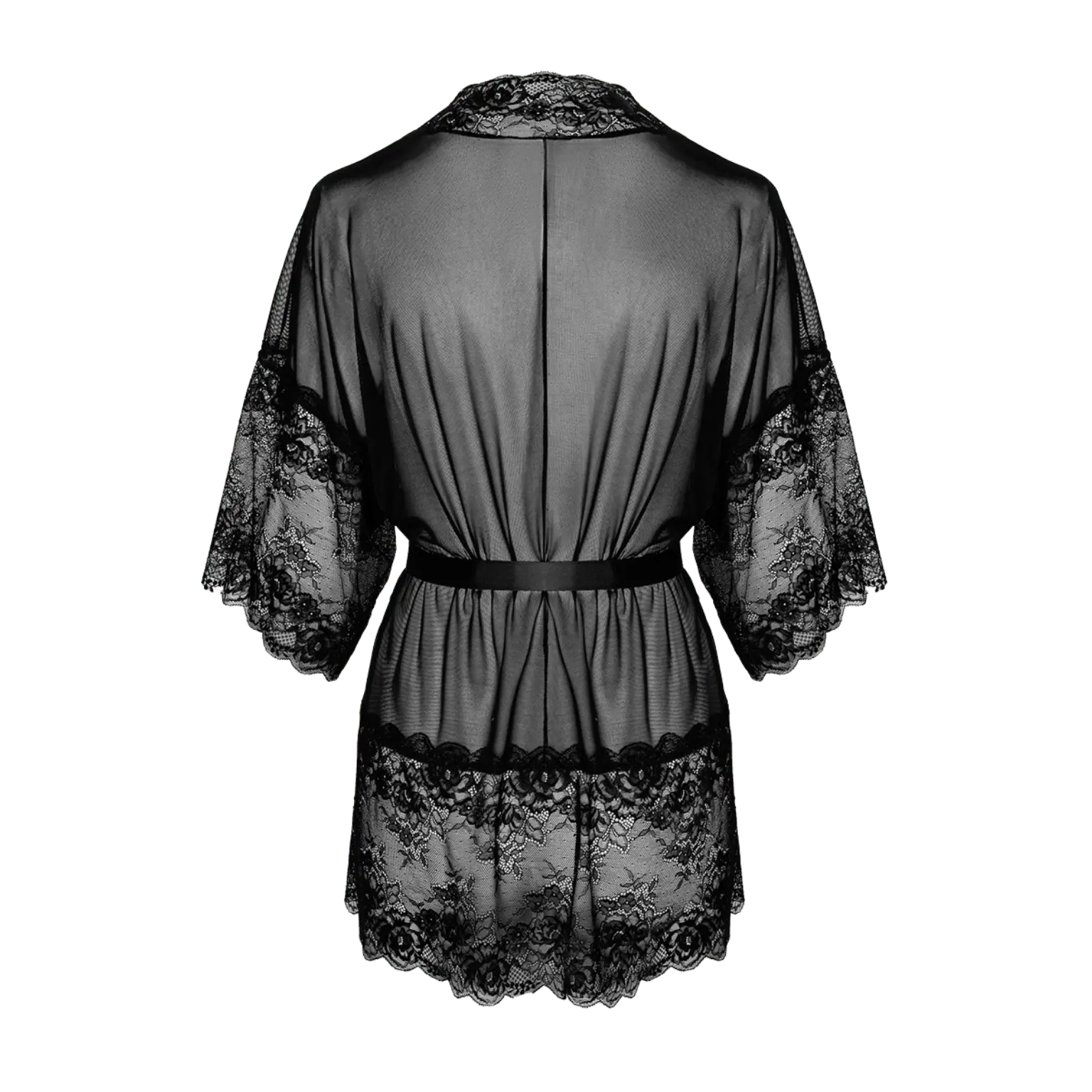Vue arrière du peignoir Midnight Kiss 245 – Kissable, un voile de sensualité en dentelle fine, disponible chez Oh My God'Z. Sa coupe fluide et son design raffiné enveloppent le corps avec élégance.