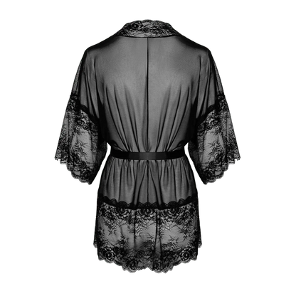 Vue arrière du peignoir Midnight Kiss 245 – Kissable, un voile de sensualité en dentelle fine, disponible chez Oh My God'Z. Sa coupe fluide et son design raffiné enveloppent le corps avec élégance.