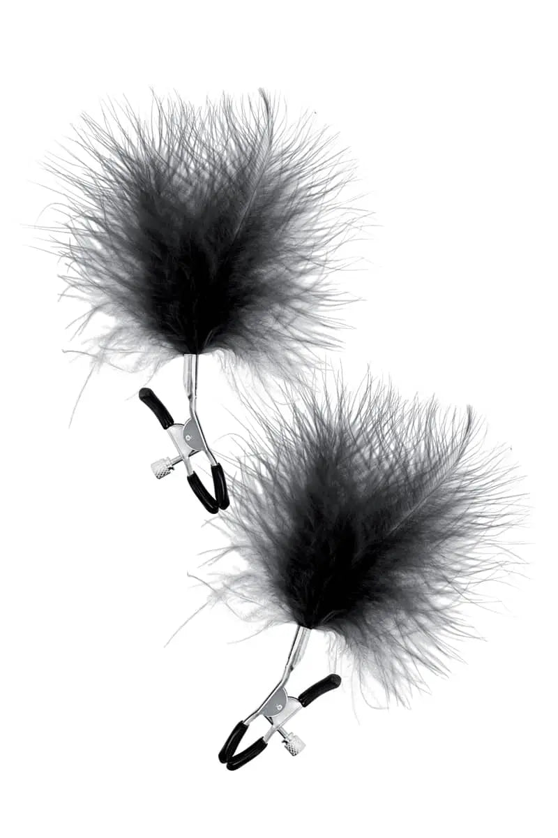 Oh My God'Z - Pinces à seins avec plumeau noir - Sweet Caress