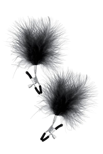Oh My God'Z - Pinces à seins avec plumeau noir - Sweet Caress