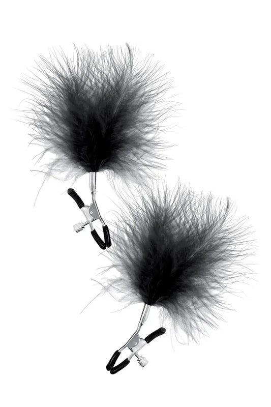 Oh My God'Z - Pinces à seins avec plumeau noir - Sweet Caress