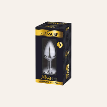 Sublime plug anal métallique taille S, orné d’un bijou brillant, parfait pour débuter avec des sextoys haut de gamme. En exclusivité dans la boutique Oh My God'Z.