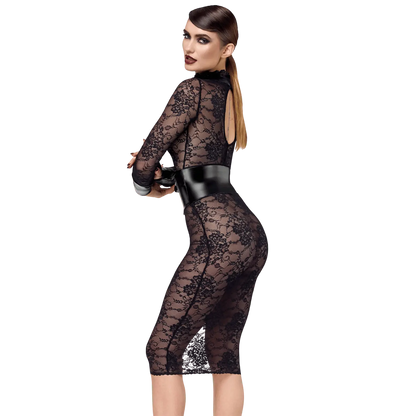Robe élégante en dentelle florale noire avec effet corset – Oh My God’Z
