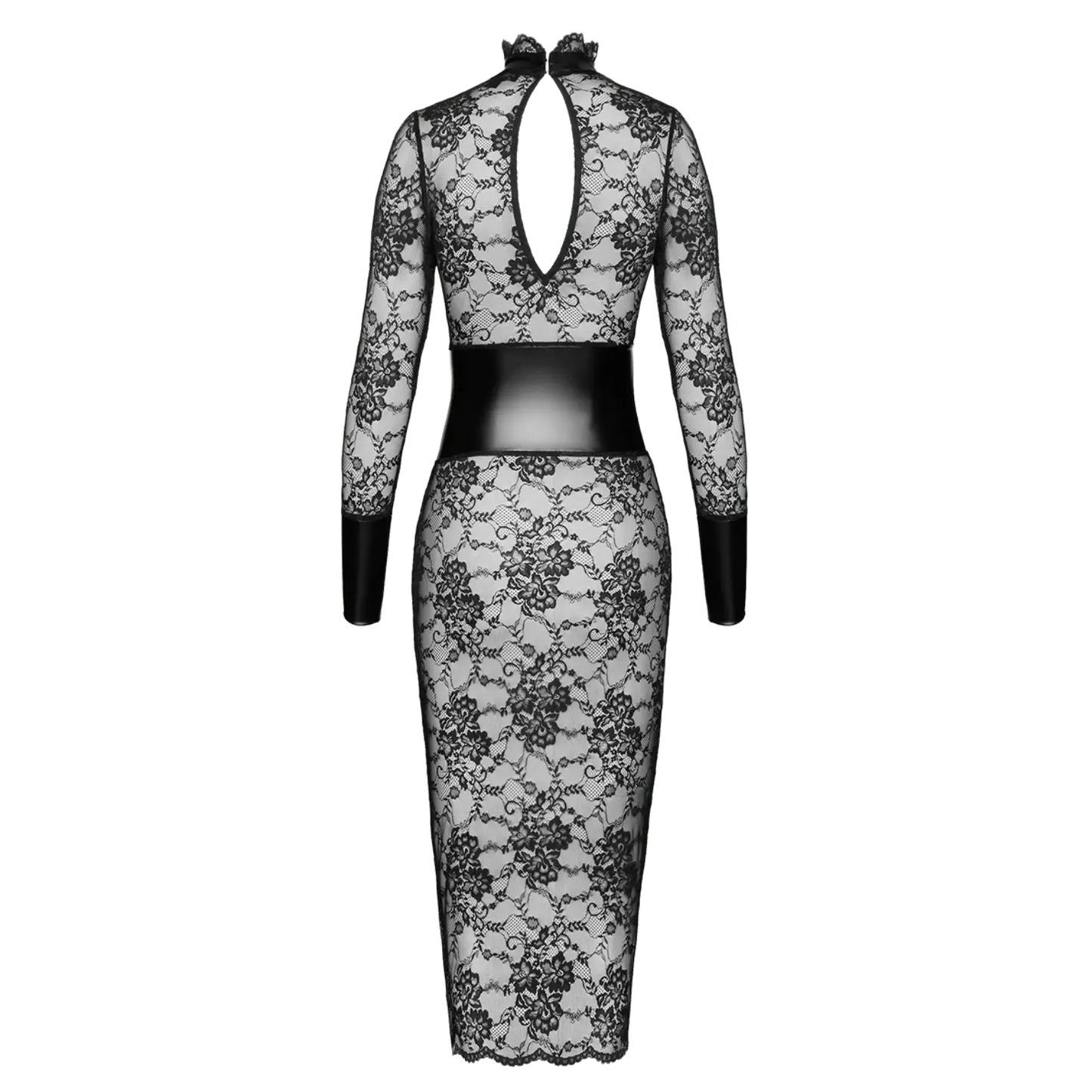 Robe moulante transparente à manches longues et col montant – Oh My God’Z