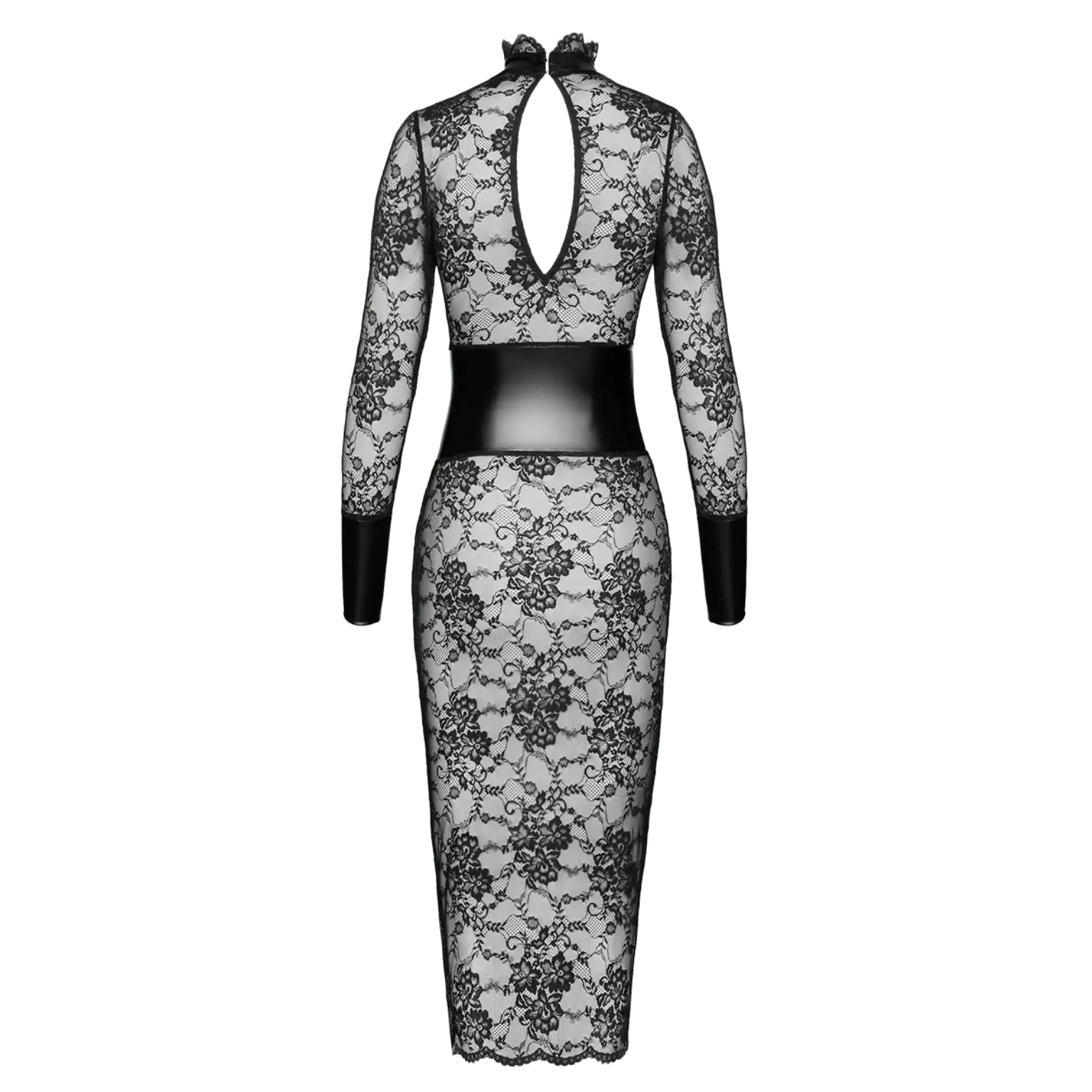 Robe moulante transparente à manches longues et col montant – Oh My God’Z