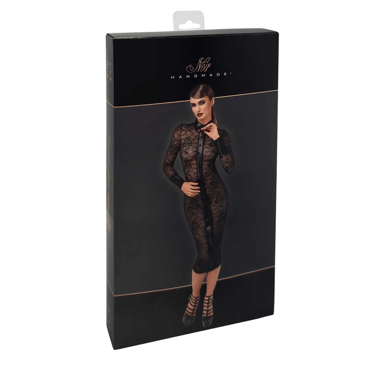 Robe fourreau sensuelle en dentelle transparente à col chemise – Noir Handmade – Oh My God’Z