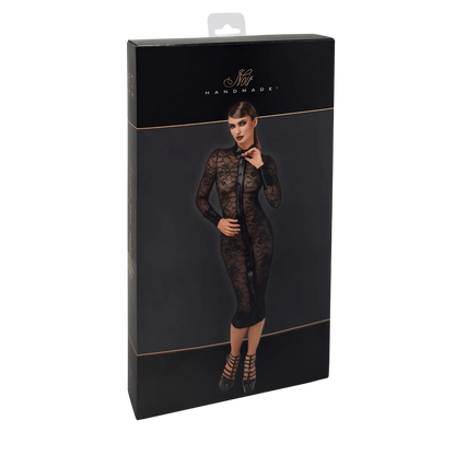 Robe fourreau sensuelle en dentelle transparente à col chemise – Noir Handmade – Oh My God’Z