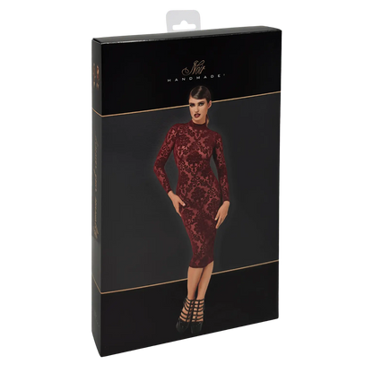 Robe longue ajustée en tulle floqué bordeaux – Oh My God’Z