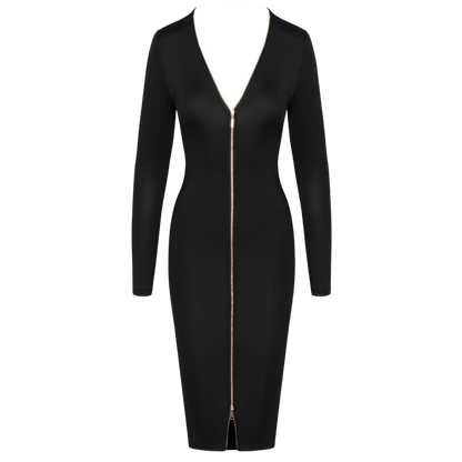 Robe noire manches longues Cotelli Party vue dos raffinée – Oh My God’Z