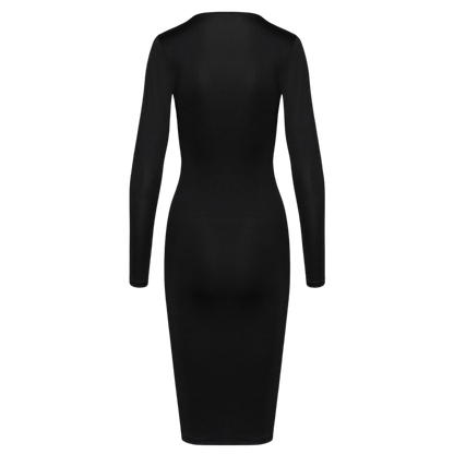 Robe noire à manches longues Cotelli Party élégante et ajustée – Oh My God’Z