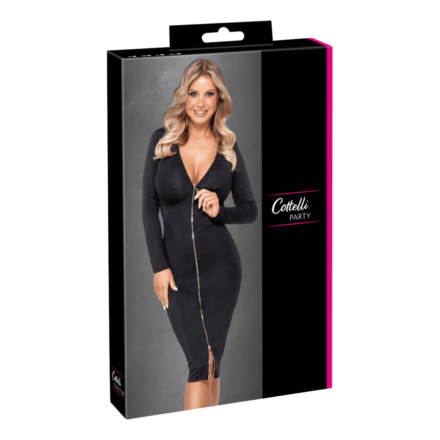 Robe noire zippée manches longues Cotelli Party silhouette féminine – Oh My God’Z