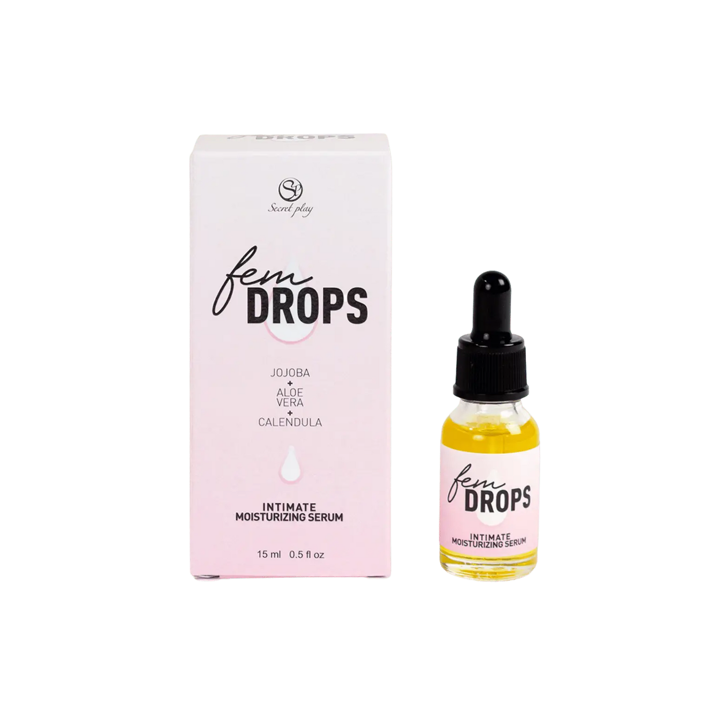 Flacon Fem Drops Secret Play posé en ambiance naturelle élégante – Oh My God’Z