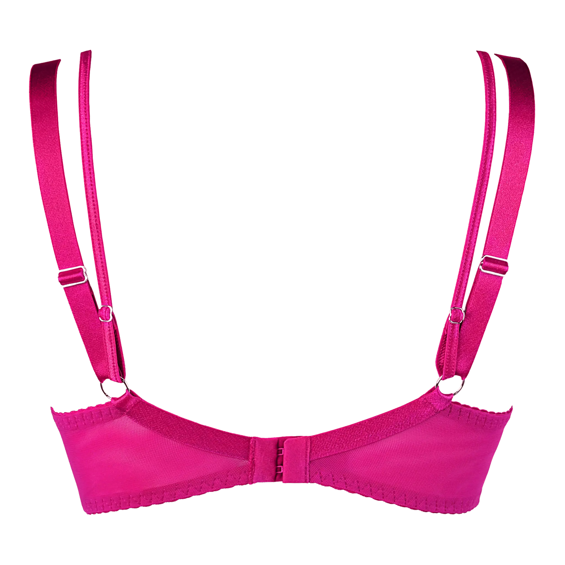 Soutien-gorge rose Axami V-10251, caractérisé par une dentelle riche et un design strappy tendance, offrant une touche de luxe et de raffinement pour les collections disponibles chez Oh My God'Z.