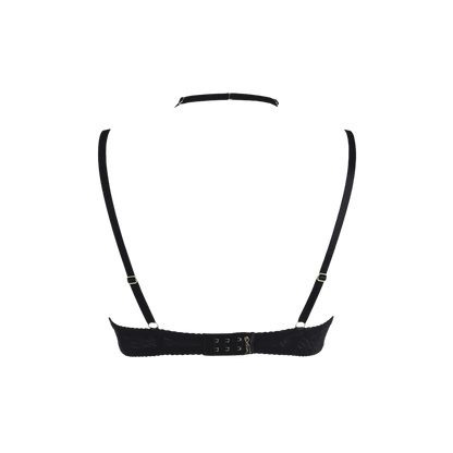 Vue arrière du soutien-gorge en dentelle noire V-10361 de Axami, exclusivité Oh My God'Z, mettant en valeur un design raffiné pour une séduction discrète