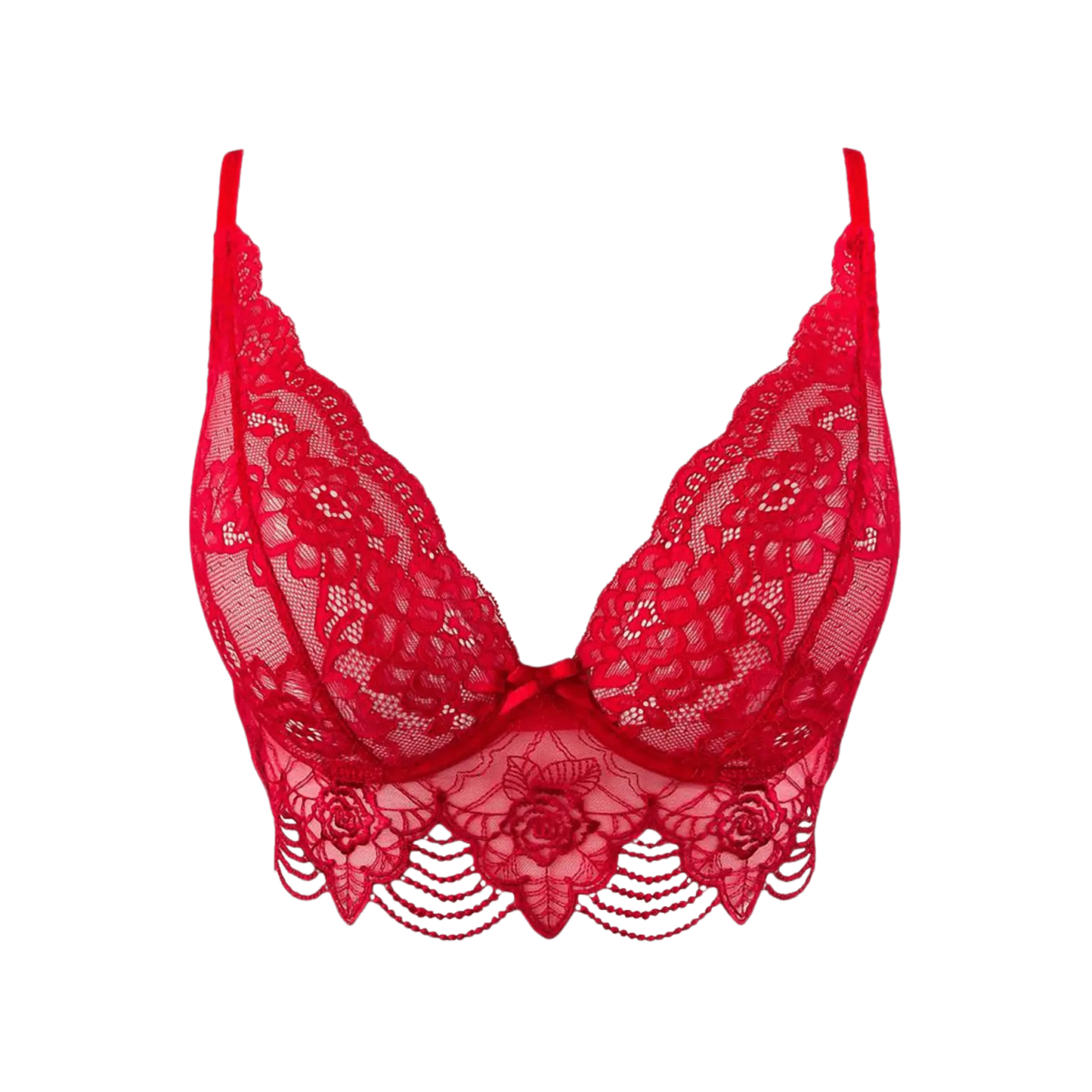 Soutien-gorge en dentelle rouge V-9691 de la marque Axami, en vente chez Oh My God'Z. Ce modèle luxueux en dentelle fine avec un design floral offre une touche sensuelle et élégante, parfait pour sublimer les ensembles de lingerie sexy haut de gamme.