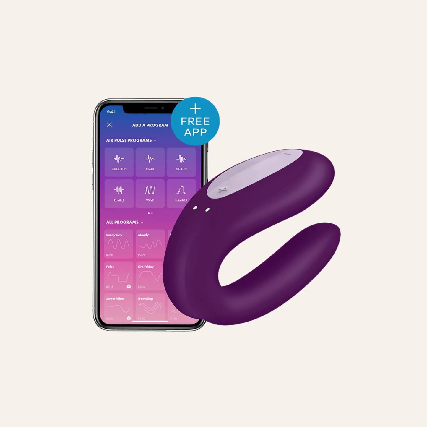 Présentation du sextoy Double Joy de Satisfyer synchronisé avec son application mobile pour des vibrations personnalisées. Disponible chez Oh My God'Z, la référence du sextoy haut de gamme connecté.