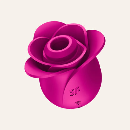 Stimulateur clitoridien Satisfyer Pro 2 Blossom en vue latérale, boutique Oh My God'Z, sextoy en silicone au design floral avec stimulation par ondes de pression.