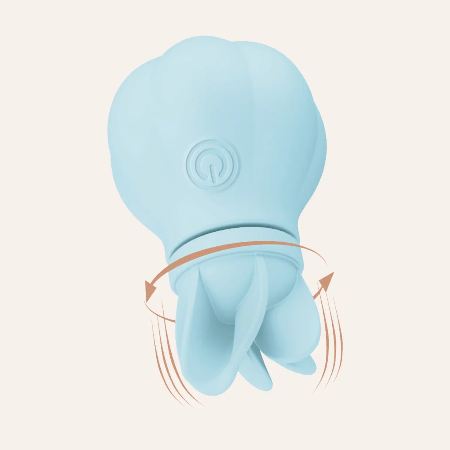 Stimulateur de clitoris bleu de la marque Adrien Lastic avec une tête rotative montrant un mouvement de rotation des pétales.