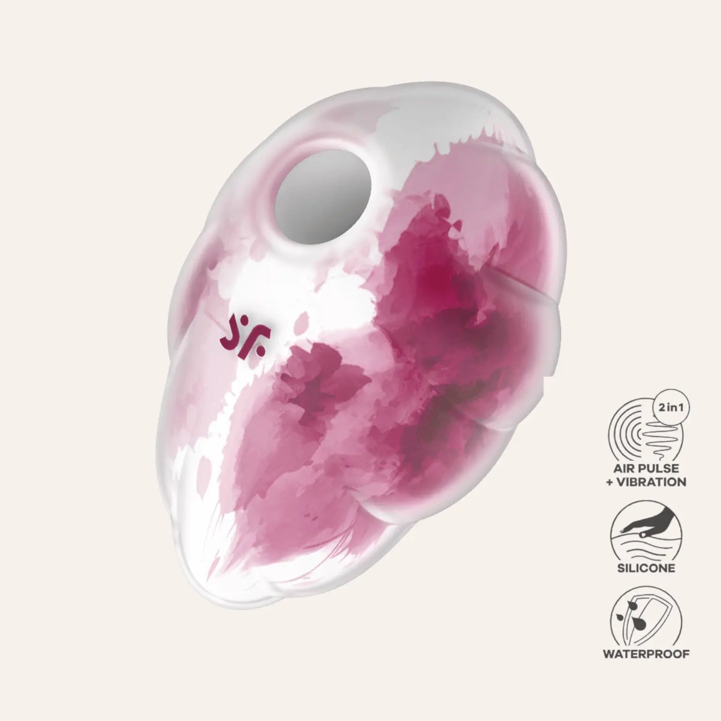 Stimulateur sans contact Cloud Dancer de Satisfyer avec design artistique en silicone doux. Technologie d'ondes de pression et vibrations pour une stimulation clitoridienne haut de gamme. Disponible chez Oh My God'Z.