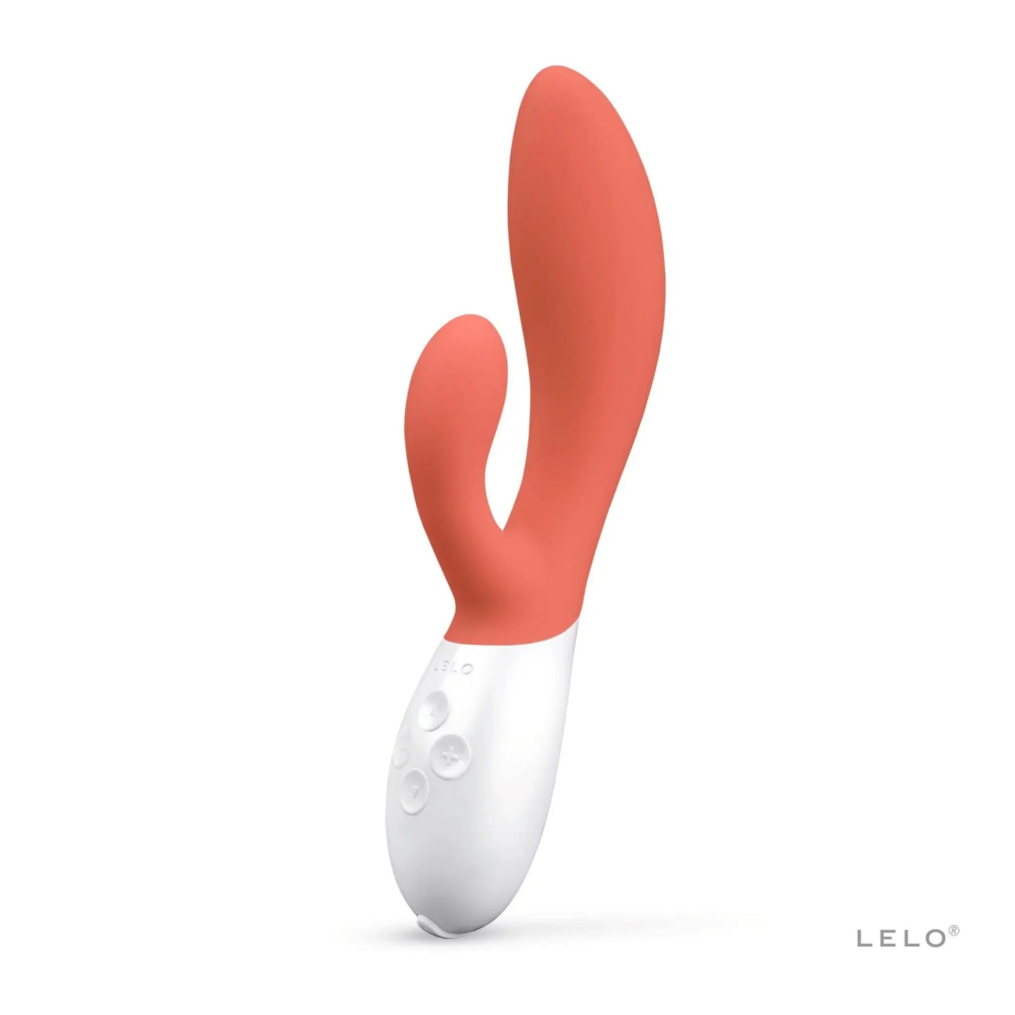 Sextoy de prestige Rabbit Ina 3 de LELO en rouge corail, stimulation du point G, en vente chez Oh My God'Z