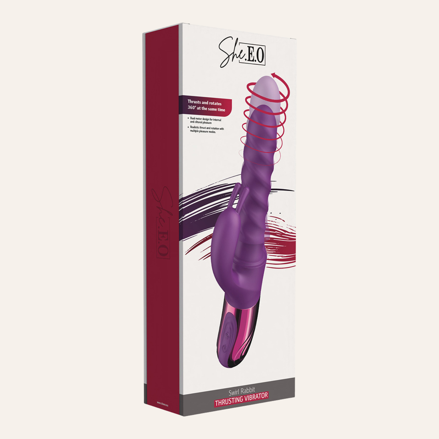 Packaging Vibro Swirl Rabbit Thrusting Vibrator She.E.O, technologie plaisir avancée – Oh My God’Z