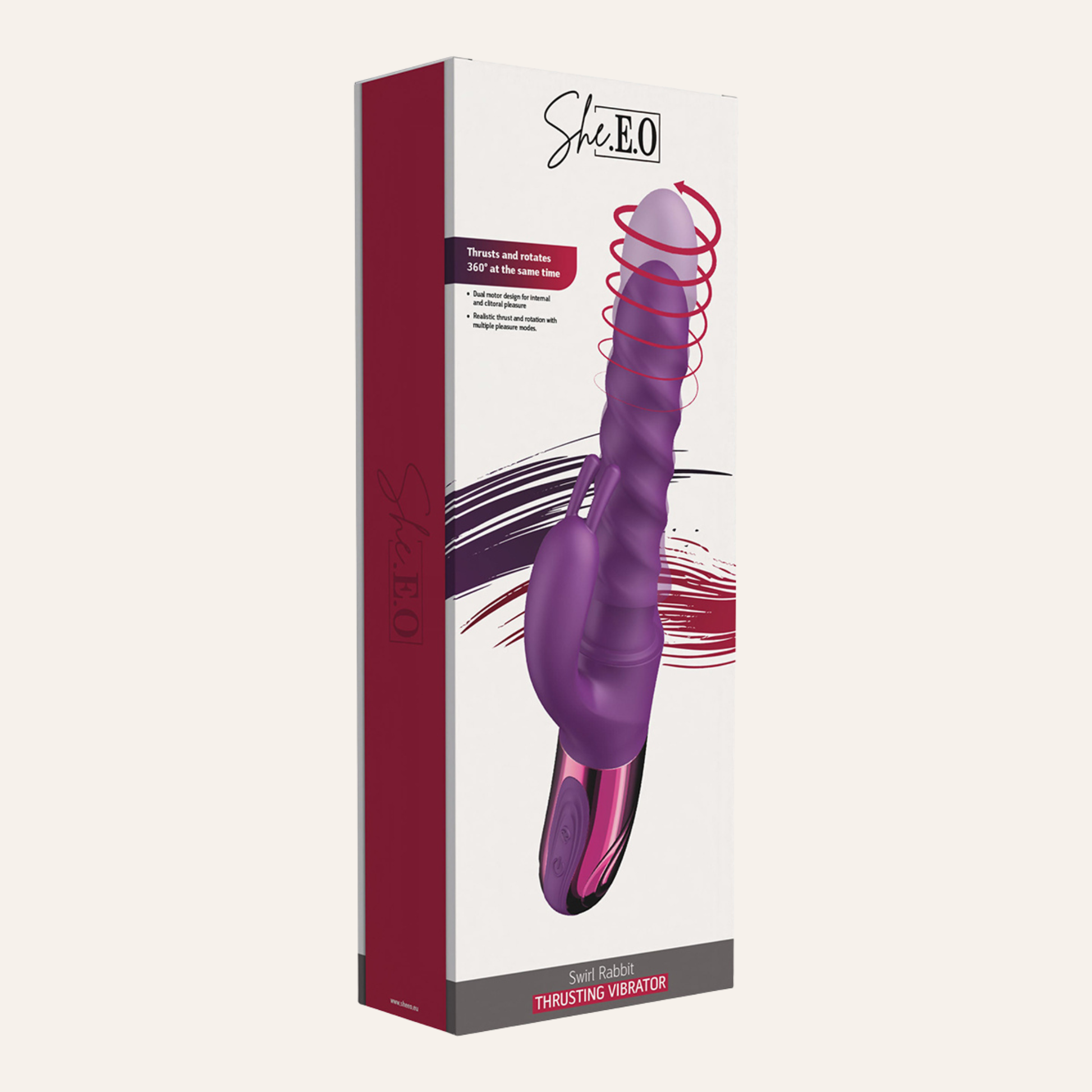 Packaging Vibro Swirl Rabbit Thrusting Vibrator She.E.O, technologie plaisir avancée – Oh My God’Z