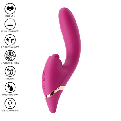 Vibromasseur fuchsia Kocooon Triple Thrill Climaxer lapin – Oh My God’Z Technologie plaisir luxe