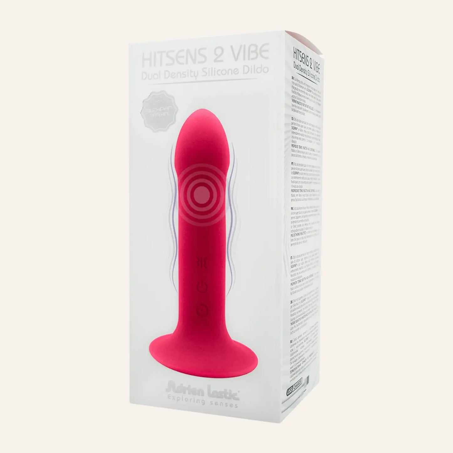 Boîte du vibromasseur Hitsens 2 Vibe, doté de la technologie double densité et d’une surface en silicone premium. À découvrir chez Oh My God'Z, spécialiste des sextoys haut de gamme.