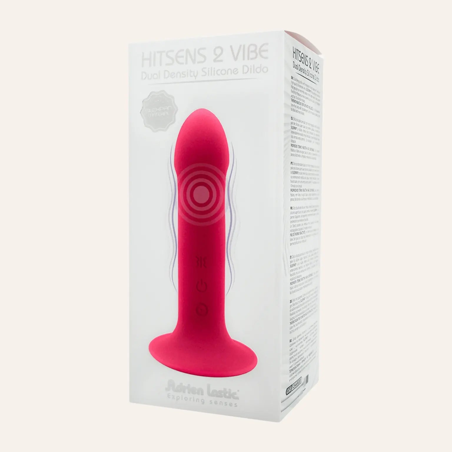 Boîte du vibromasseur Hitsens 2 Vibe, doté de la technologie double densité et d’une surface en silicone premium. À découvrir chez Oh My God'Z, spécialiste des sextoys haut de gamme.