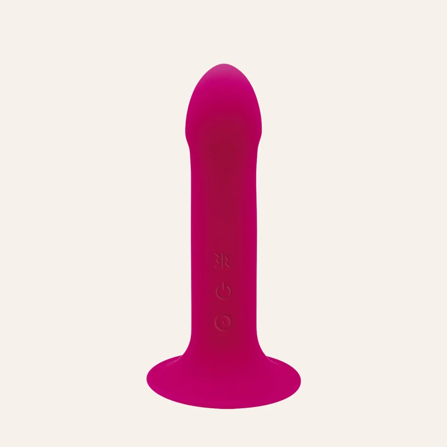 Vibromasseur rouge Hitsens 2, conçu en silicone de haute qualité, avec base ventouse pour une utilisation polyvalente. Disponible exclusivement chez Oh My God'Z.