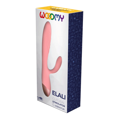 Emballage du Vibromasseur Rabbit Elali de Wooomy, sextoy élégant avec stimulation du point G et clitoridienne. Produit de luxe proposé par Oh My God'Z.