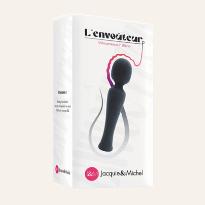 Packaging du vibromasseur Wand L'envoûteur de la marque Jacquie et Michel, vendu sur la boutique Oh My God'Z, un sextoy premium pensé pour une stimulation externe intense et raffinée.