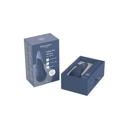 Packaging du Womanizer Vibe bleu, haut de gamme chez Oh My God'Z