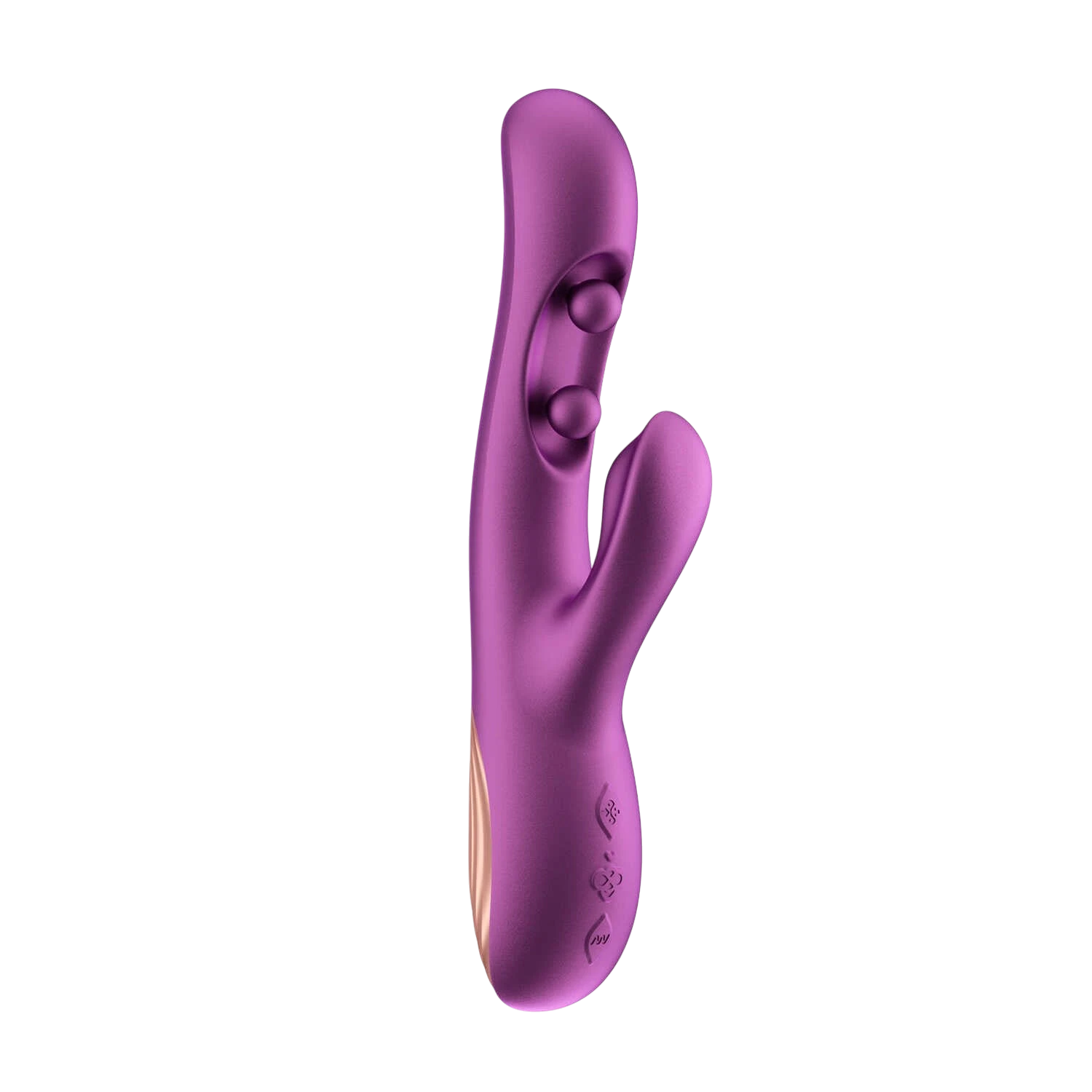 Vibromasseur rabbit Gem Violet en silicone noir mat avec détails or rose, design ergonomique - Oh My God'Z