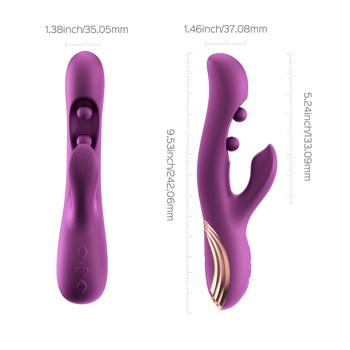 Dimensions du vibromasseur Gem Violet
: longueur 242mm, largeur 37mm, tige insérable 133mm - Oh My God'Z