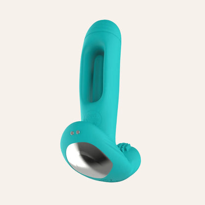 Vibromasseur haut de gamme Gina Good Vibes Only turquoise avec connecteur magnétique et surface en silicone doux. Idéal pour une stimulation du point G et du clitoris. Disponible chez Oh My God'Z.
