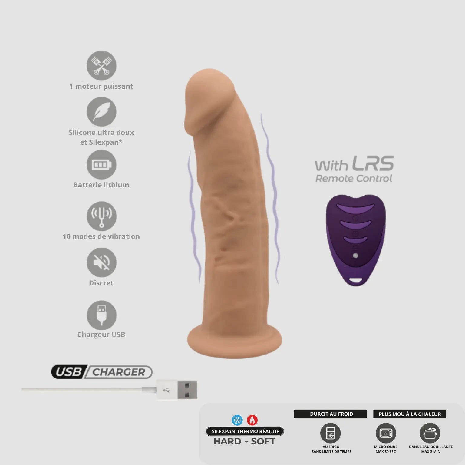 Optez pour le vibromasseur réaliste SilexD 17,5 cm, disponible chez Oh My God'Z, avec 10 modes de vibration, un moteur puissant, et un silicone thermo-réactif durcissant au froid. Rechargeable en USB et discret, il promet un plaisir raffiné et personnalisé.