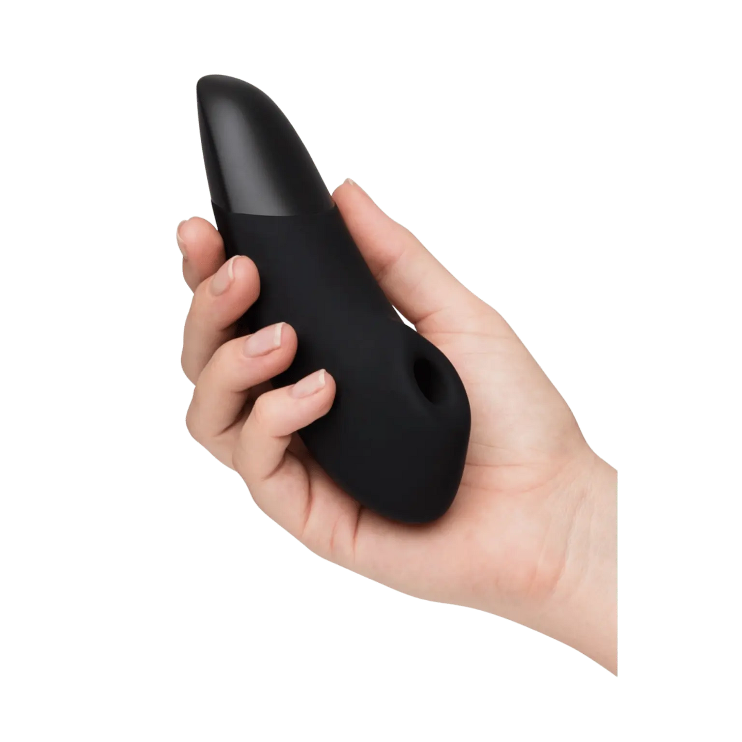 Womanizer Enhance noir en main – stimulateur clitoridien de luxe avec technologie sans contact, en vente sur la boutique Oh My God'Z.