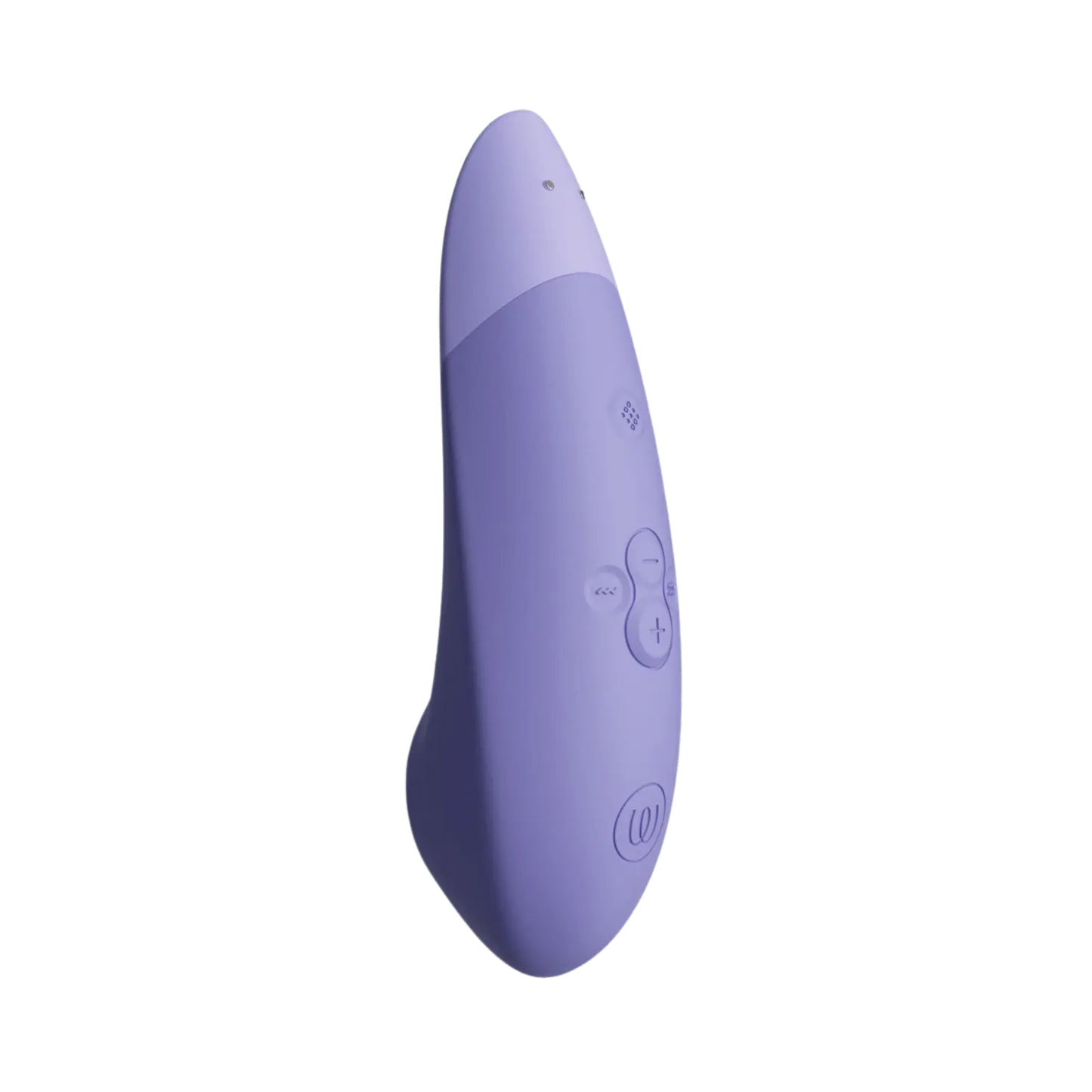 Vue latérale du Womanizer Enhance couleur lavande avec boutons de commande intuitifs, sextoy de luxe proposé chez Oh My God'Z pour une stimulation clitoridienne sans contact.
