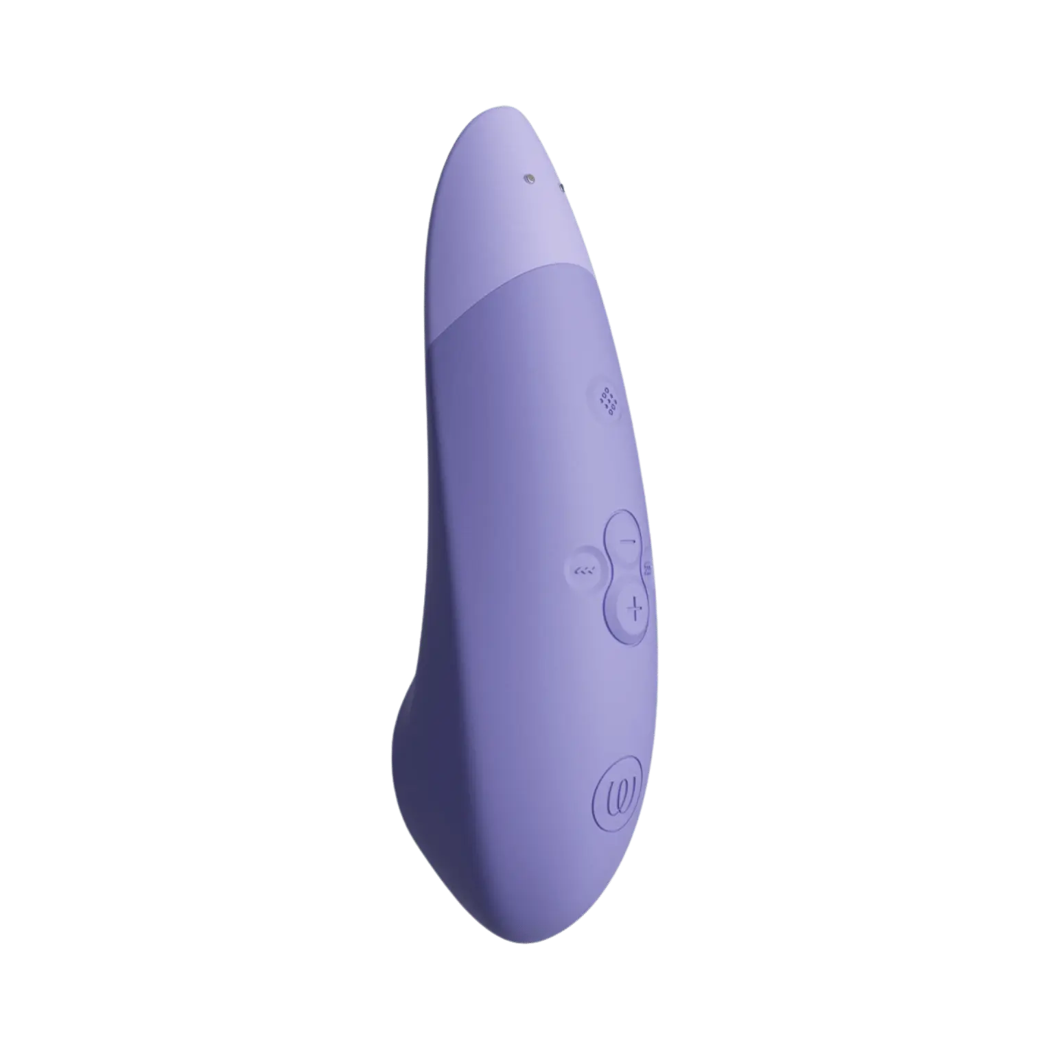 Vue latérale du Womanizer Enhance couleur lavande avec boutons de commande intuitifs, sextoy de luxe proposé chez Oh My God'Z pour une stimulation clitoridienne sans contact.