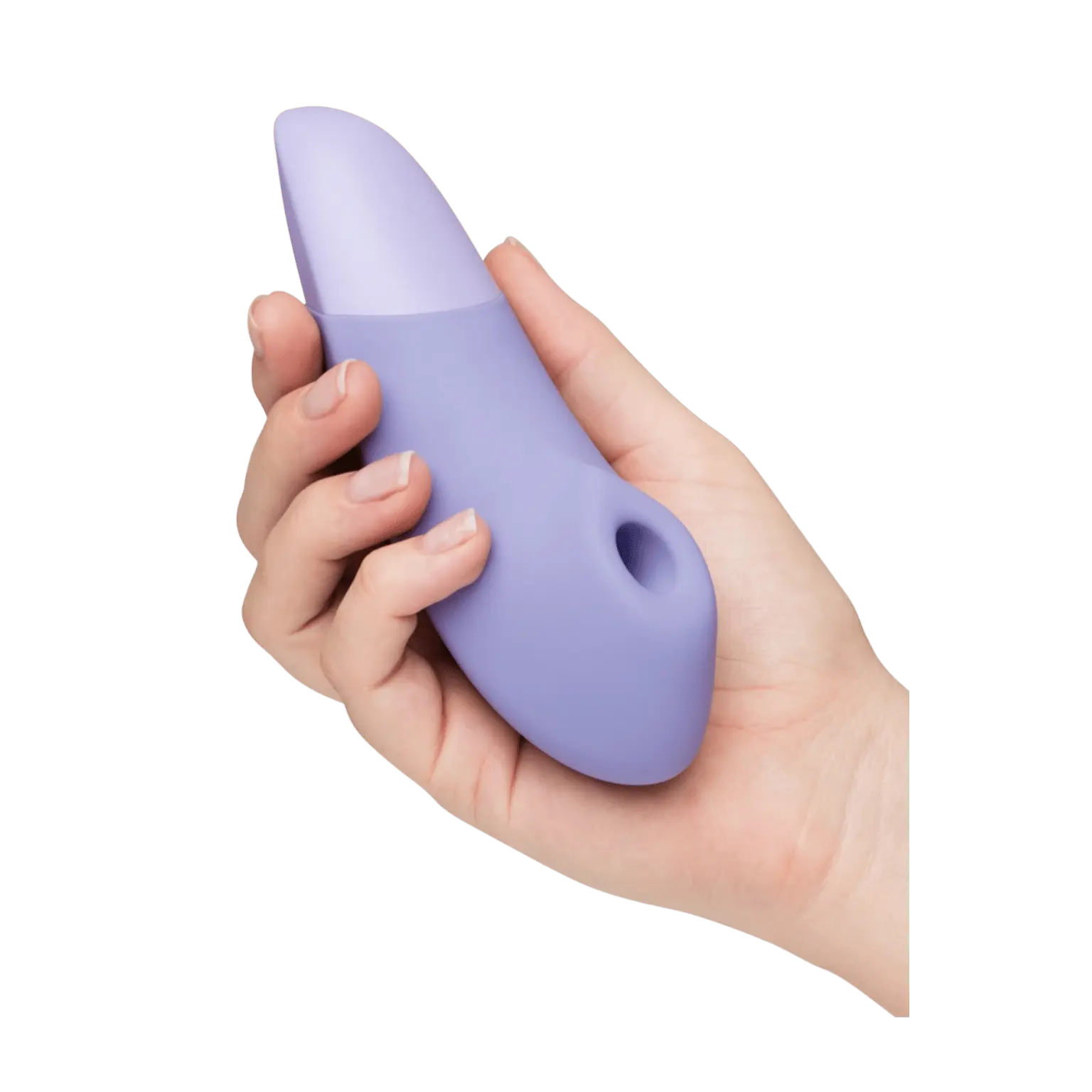 Le Womanizer Enhance tenu en main, ergonomie pensée pour un confort optimal et une stimulation clitoridienne de haute précision, en vente chez Oh My God'Z.